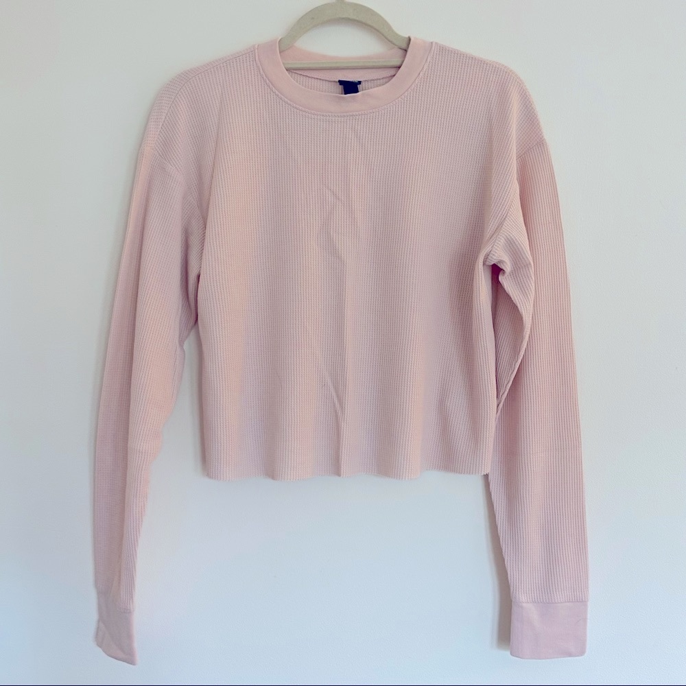 Wild Fable pale pink waffle-knit thermal tee